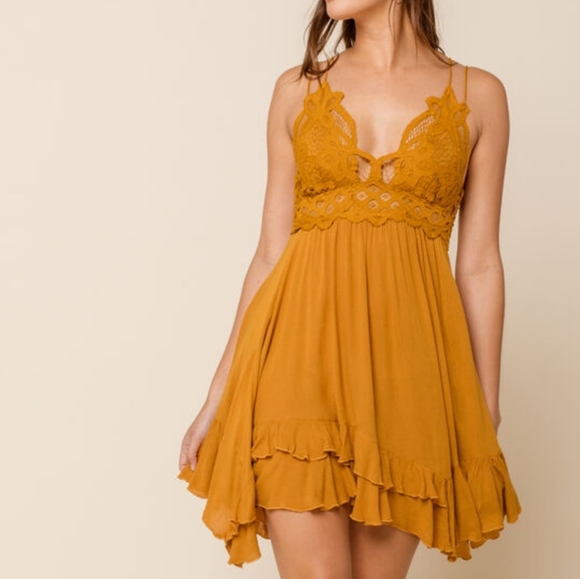 mustard slip dress